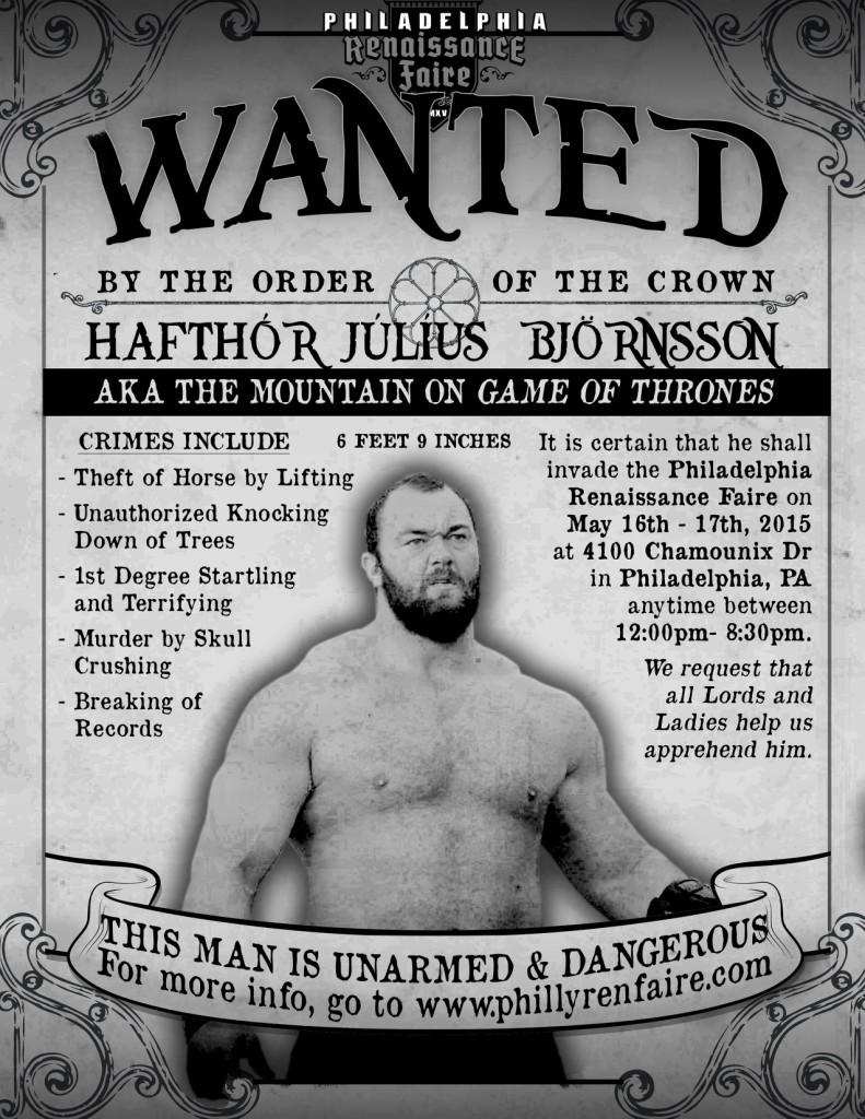 PHLVisitorCntr's tweet image. .@GameOfThrones fans: look who's coming to @phillyrenfaire! Stay tuned for more exciting news about @ThorBjornsson_!
