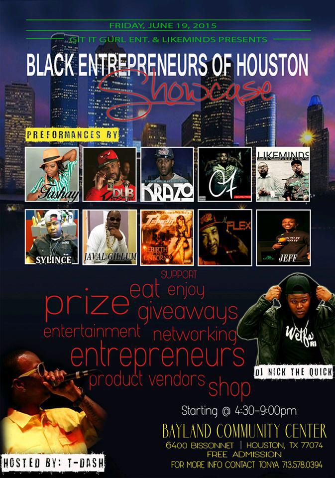 Emusicgrp's tweet photo. Mark your calendars! June 19, 2015 for Black Entrepreneurs of Houston's first annual Showcase and mixer! http://t.co/Ca9ONf4XO9
