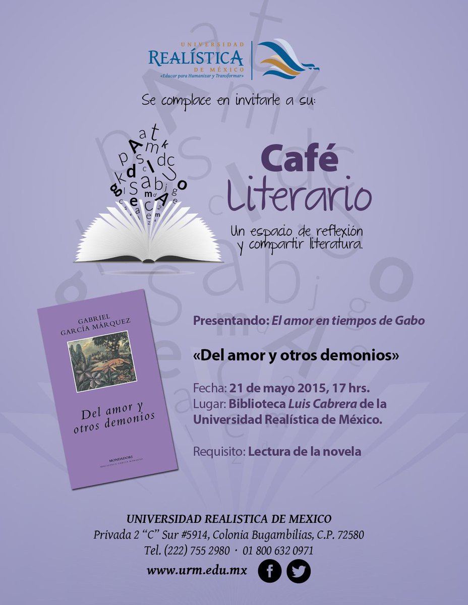 biblioURM's tweet photo. Faltan solo 2 semanas para nuestro 1er Café Literario ¿ya tienes tu ejemplar? http://t.co/g1el0gS1GG
