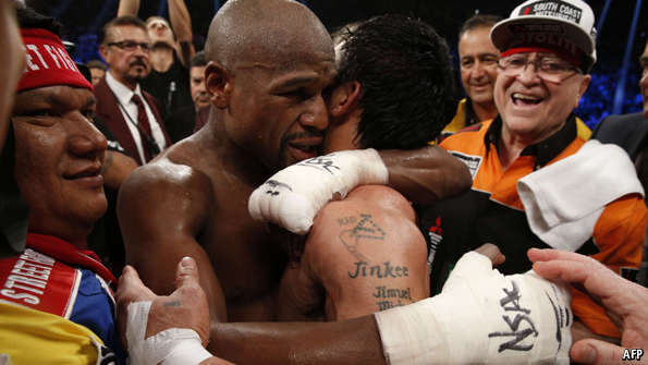TheEconomist's tweet photo. It’s not clear that Floyd Mayweather Jr likes boxing. What he unapologetically likes is money http://t.co/PGBWL4WcWi http://t.co/NGjugM4YQ1