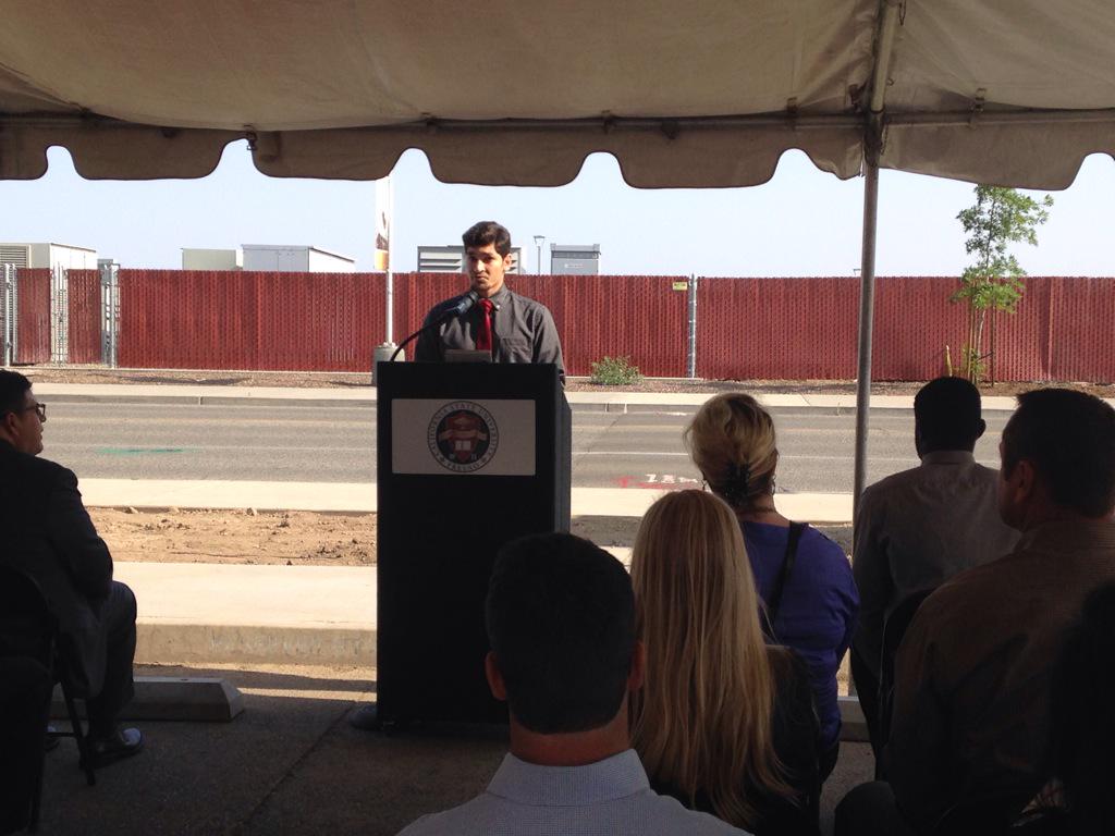 Jesse, <a href="/Fresno_State/">Fresno State</a> student: this project is helping to "lead California to a greener future." #EVchargingstation