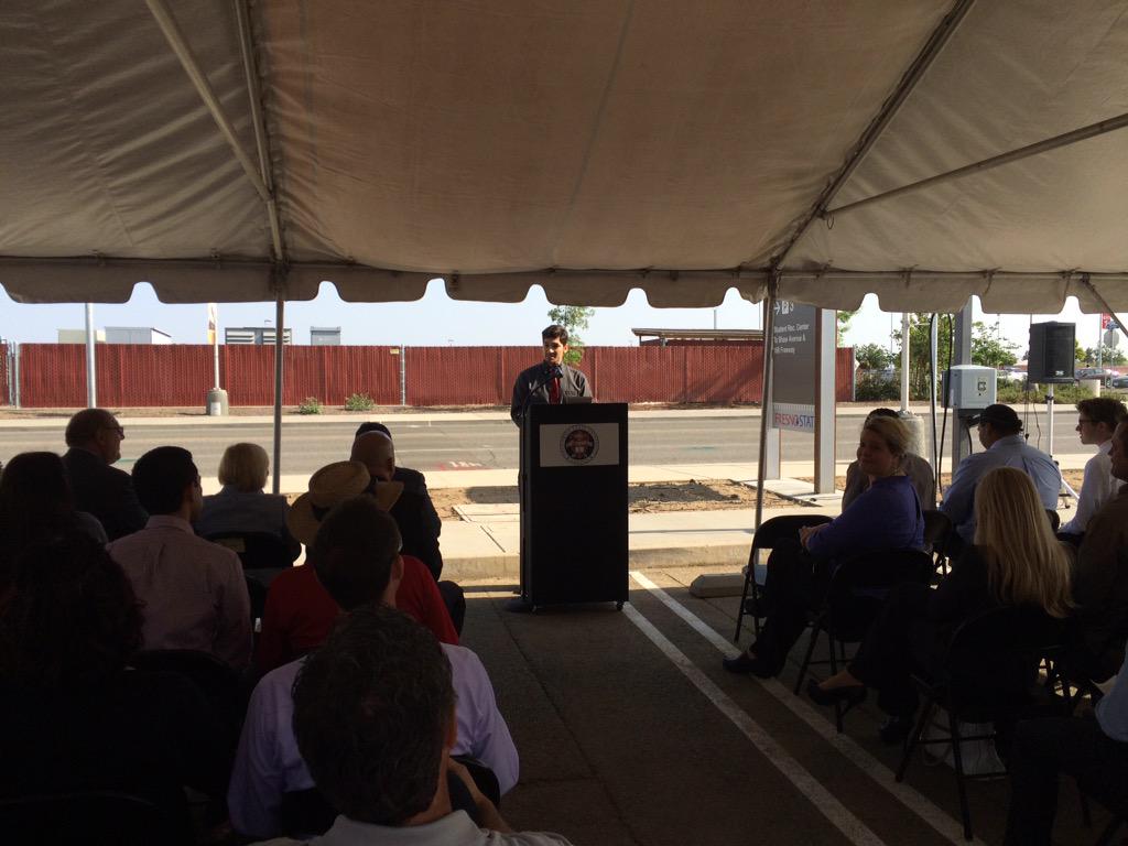 #FresnoState student speaking on what it took to get electric car charging stations on campus! #innovation