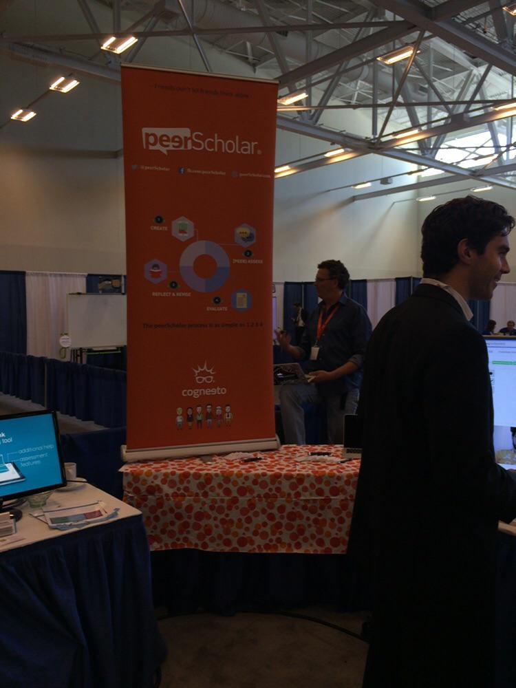 peerScholar's tweet photo. Calling all #canconnected15 attendees -- Can you spot the #peerScholar banner on startup alley? Come by! http://t.co/bk4Z60GKpR