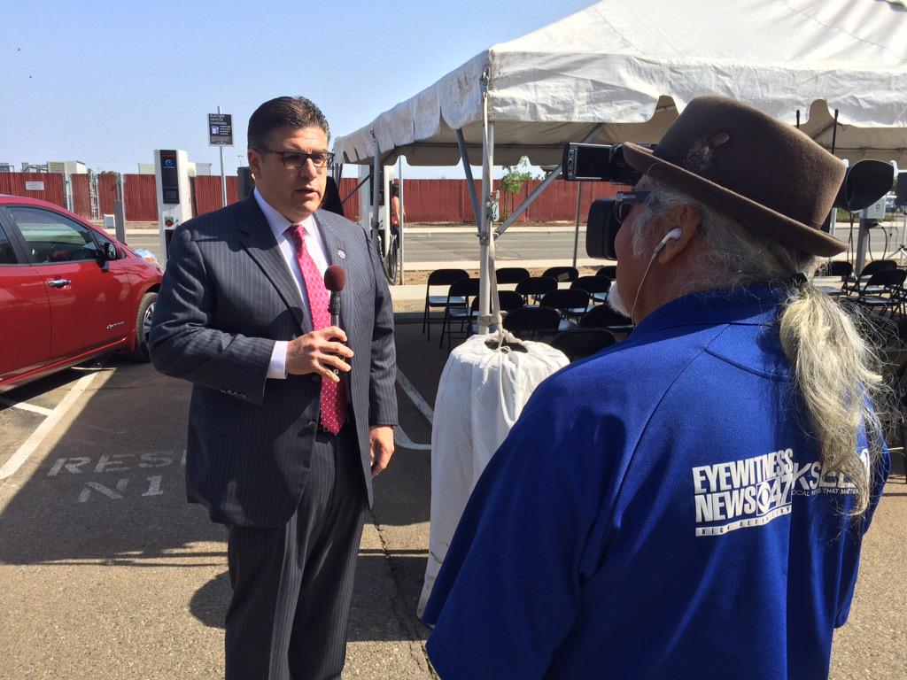 .<a href="/KSEE24/">KSEE24 News</a> interviewing President <a href="/JosephICastro/">Joseph I. Castro</a> at the #EVchargingstation reveal! #BeBold
