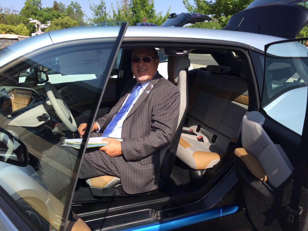 Test drive anyone? <a href="/LamasVPSA/">Dr. Frank Lamas</a> and Provost Zelezny try out the new #EVchargingstation