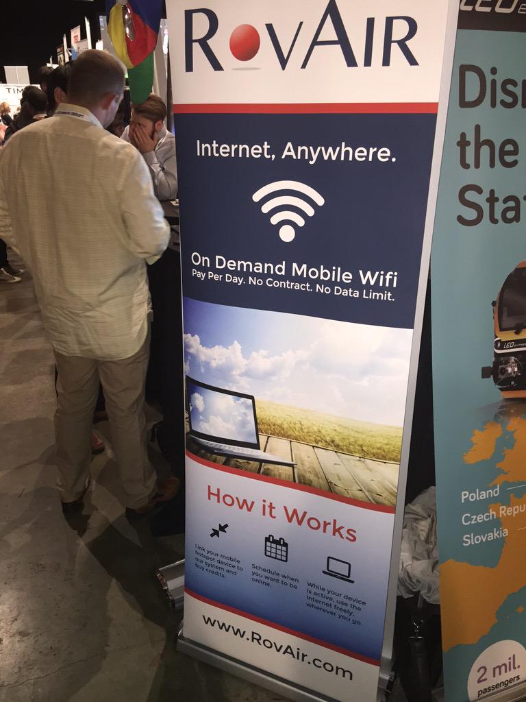 innov8tivmag's tweet photo. #Showcase vendors: @RovAir offering internet everywhere! Need this today! #TCDisrupt #innovation #tech http://t.co/hb9gZ8vvhI