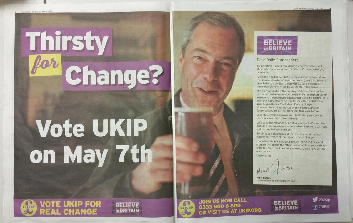 UKIP's tweet photo. Thirsty for change? #VoteUKIP on May 7th! http://t.co/0CehKWcw55