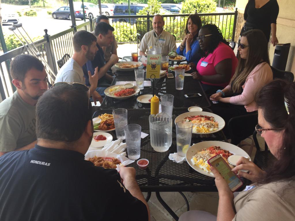 letsdolunchapp's tweet photo. Enjoying the outdoors at Norcross #lunchclub @Mazzy's Sports Bar &amp; Grill, with special puppy guests! http://t.co/7nrHGadv6h