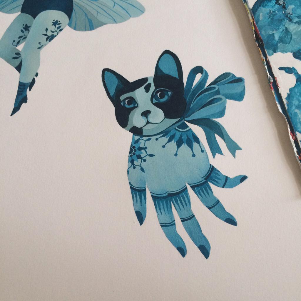 joonistan's tweet photo. My poetry inspired painting #cat #illustration #character #wip http://t.co/zLb1hbM1aG