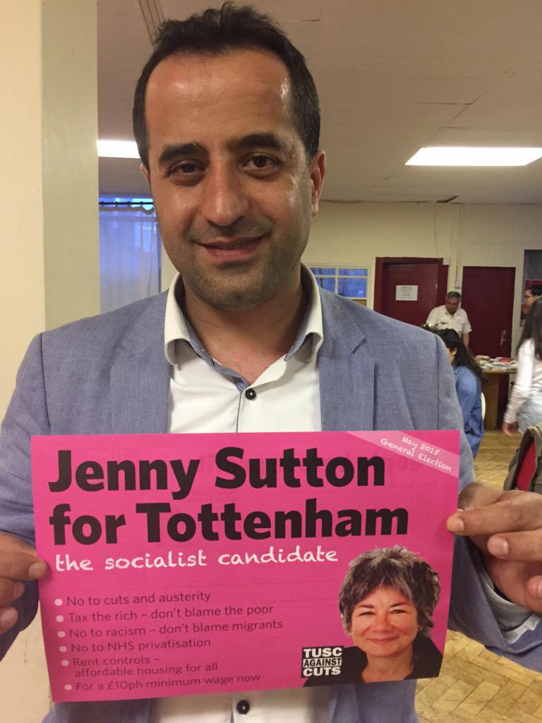 jenny4tottenham's tweet photo. Turning #Tottenham pink for Palestine and British hands off the Middle East #tusc2015 http://t.co/1s26w87jjJ