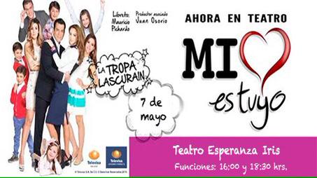 Mañana #MiCorazonEsTuyoTeatro en Villahermosa #TeatroEsperanzaIris con dos únicas funciones 16 y 18:30hrs @Polo_Morin