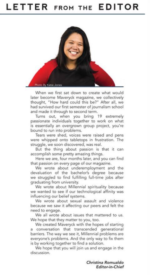 maveryckmag's tweet photo. Check out this letter from our Editor-in-Chief, Christina. http://t.co/247629bOZw