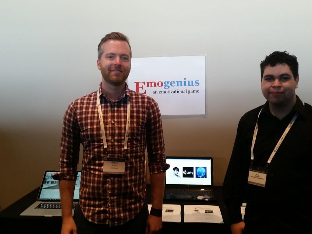 NeurogameConf's tweet photo. Emogenius: a @Brainihack hackathon winner has a booth at Neurogaming conf expo. @AidenArnold @hackingedusf http://t.co/uVYKhDAE6i