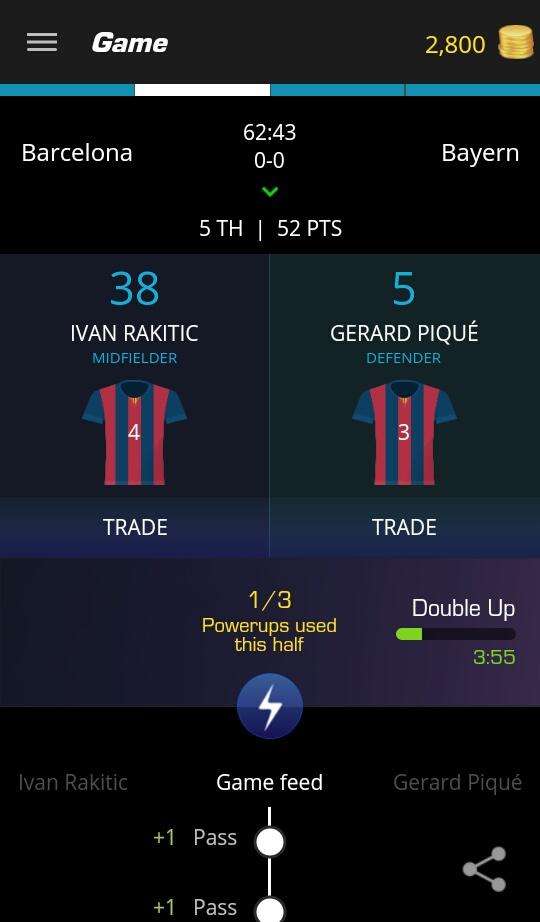 Just used my Double Up on Gerard Piqué on @ultimatefanlive for #fcblive vs #FCB bit.ly/11OfBIG