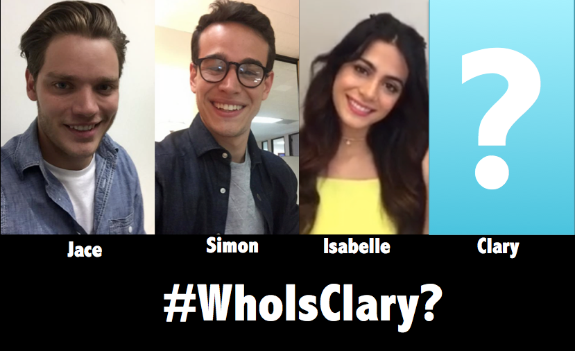 ShadowhuntersTV's tweet photo. We know who is playing Jace, Simon &amp; Isabelle. In ONE HOUR you will know who is playing Clary! #WhoIsClary http://t.co/YQtALN3zRx