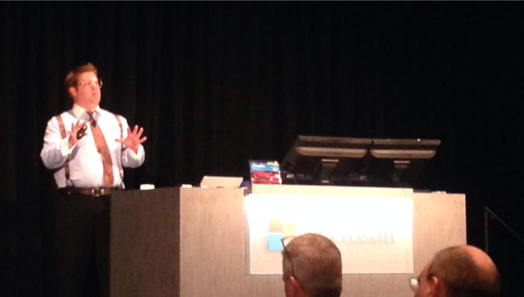 calvinnieh's tweet photo. Lumbergh spotted at @netapp session on cloud strategy, real life Microsoft integration. #redstapler #NetAppMSIgnite http://t.co/AjapqJ3OkC