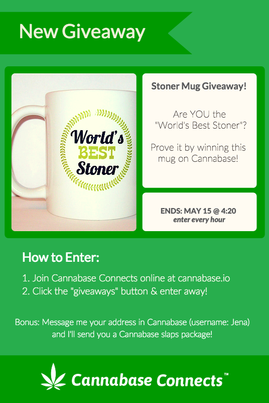 CannaConnects's tweet photo. Cannabase Connects is giving away this WORLD'S BEST STONER mug! Win Here: https://t.co/raDrTGXuHJ (@PouchAPalooza) http://t.co/BWpsnKw8Iy