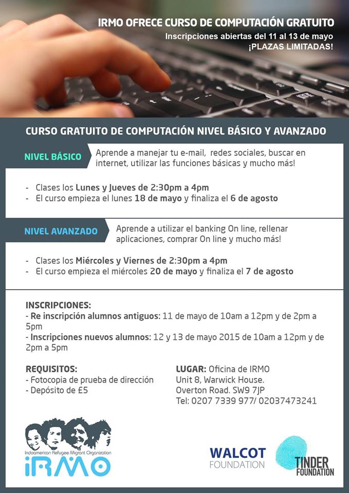 IRMOLondon's tweet photo. IRMO is providing #freeESOLcourses and #freeITclasses!
Enrolment starts next week! Limited availability http://t.co/YRoHijiDg3