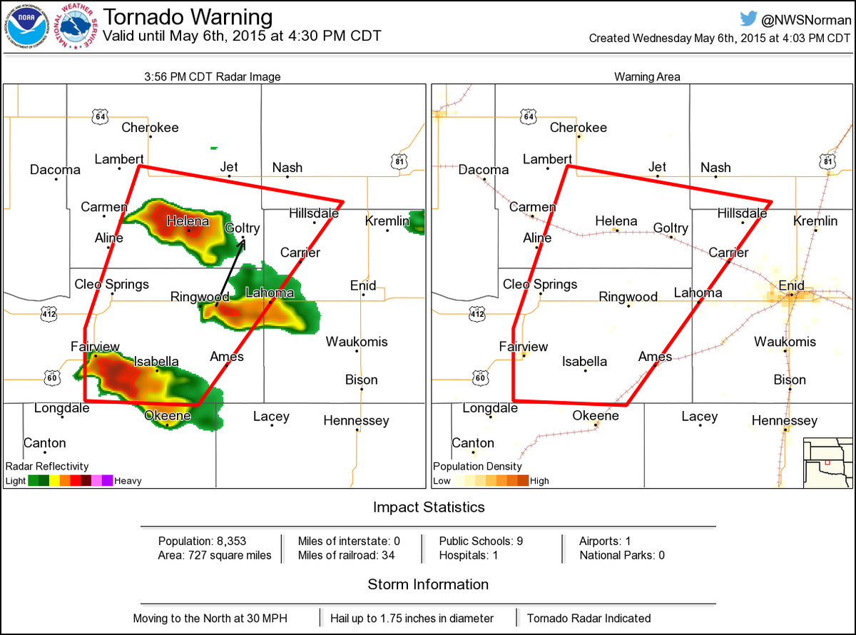 NWS Tornado on Twitter "Tornado Warning including Fairview OK, Helena