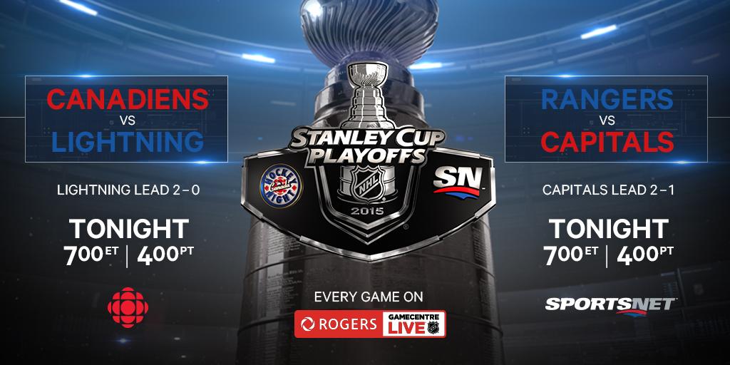 NHL's tweet image. Tampa leads 2-0 and the series shifts home.
Washington leads 2-1 and the series returns to New York.
#StanleyCup