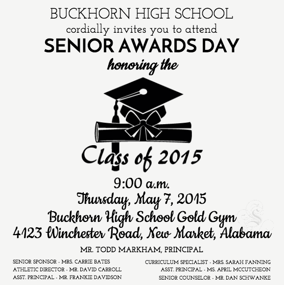 Buckhorn_High's tweet photo. Seniors Awards Day is tomorrow, 5/7 at 9AM, Gold Gym.  Seniors need to report to homeroom by 8AM!
@SeniorsBHS2015 http://t.co/ioKO8uzUBr