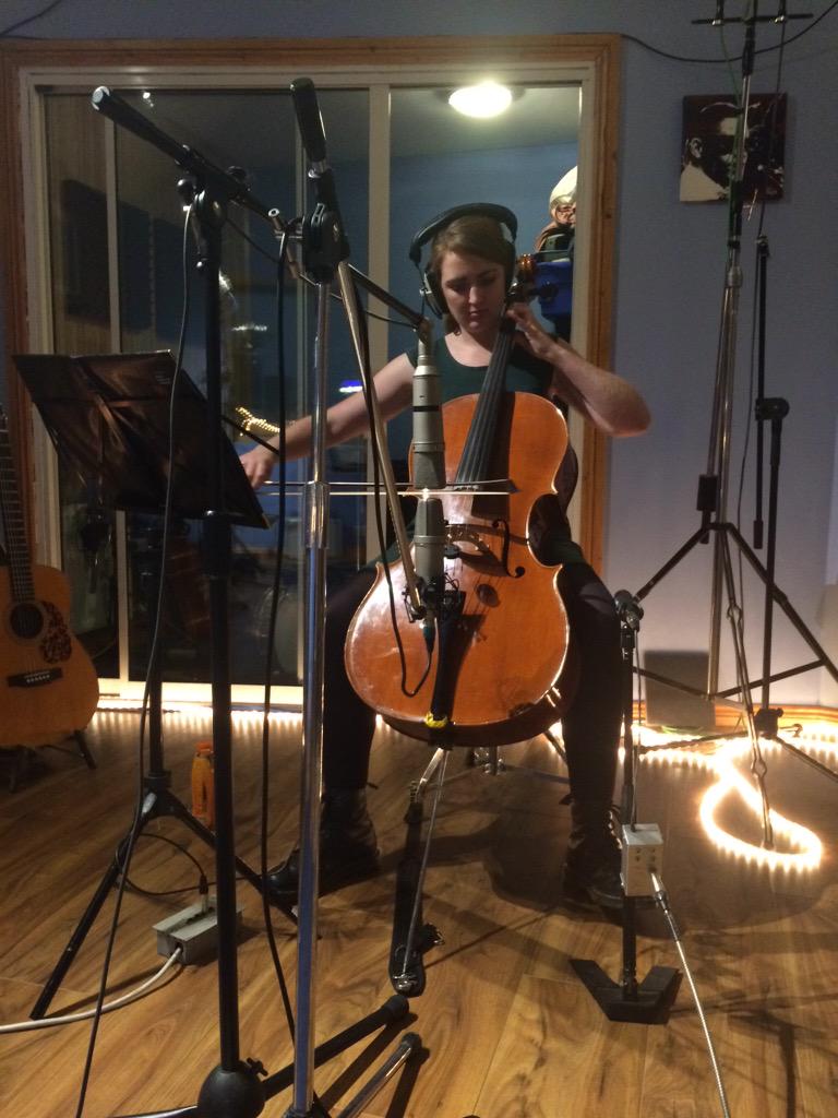The wonderful @Laura_McCabster laying down some cool dark cello noise