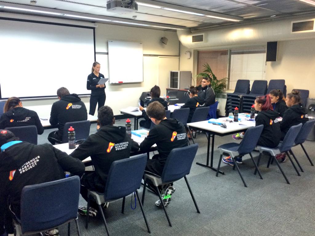 IndigMaraProjct's tweet image. New 2015 Squad - Camp 1, AIS in class doing Cert in Sport &amp;amp; Fitness with AFL SportsReady #runsweatinspire
