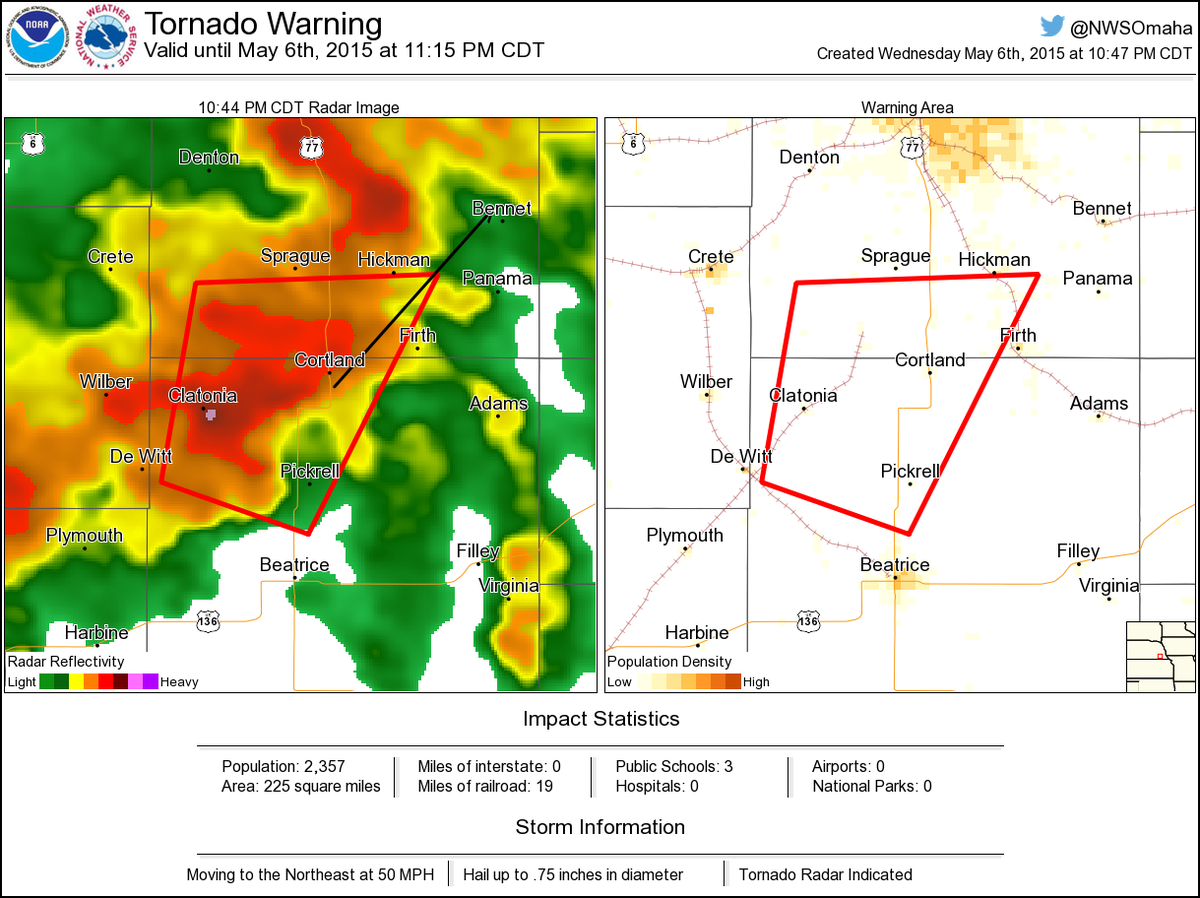 Tornado Warning including Cortland NE, Hallam NE, Clatonia NE until 1115 PM CDT NWS Tornado