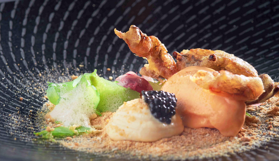 It's lunch time! find out more about chilli crab ice cream served with tempura soft shell crab
