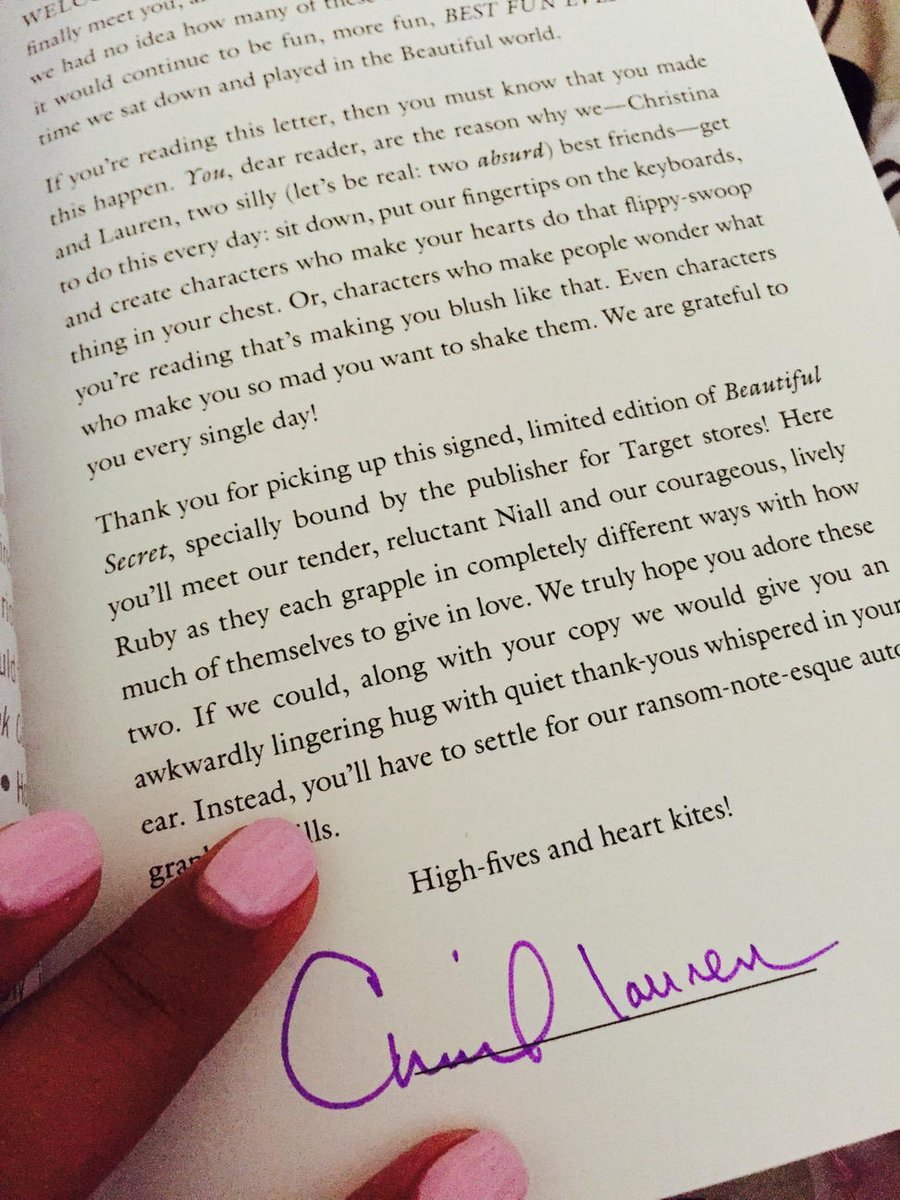sammyjones_'s tweet image. Glad I was able to get the signed limited edition from target @ChristinaLauren 😊😁  #BeautifulSecret #loyalreader