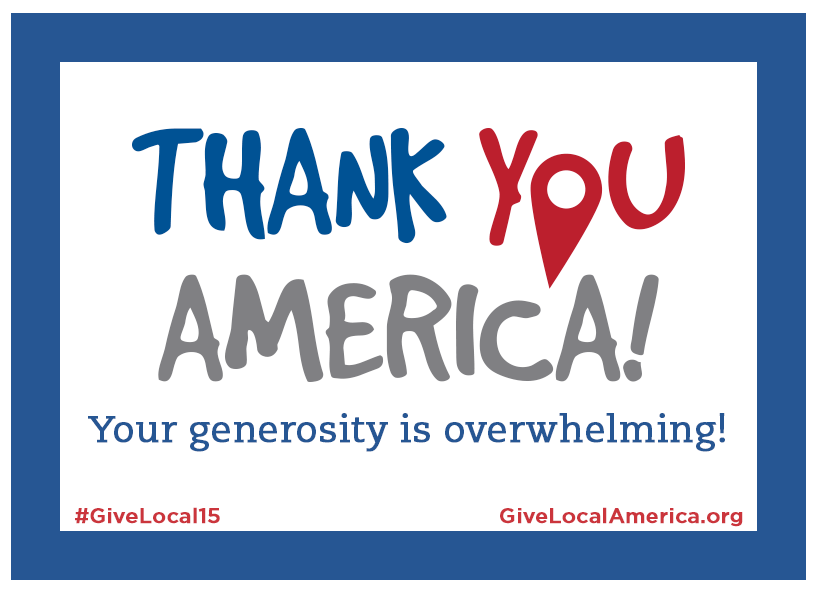 iGiveLocal's tweet photo. #GiveLocal15 is over, and what an incredible experience it's been! Thank you all for coming along for the ride :) http://t.co/6WpPX9dM6Y