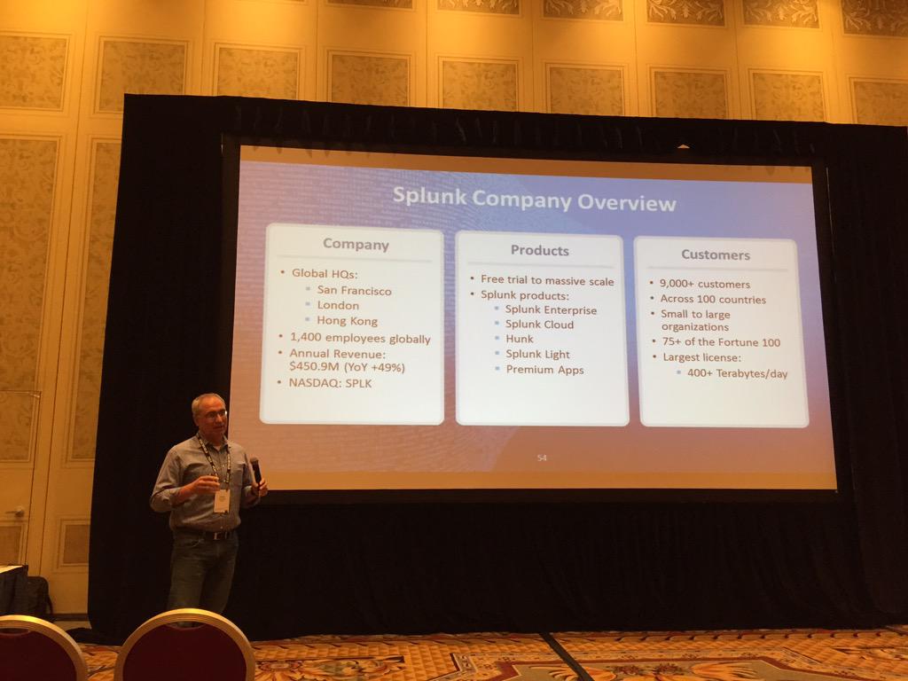 bscottcassell's tweet photo. @splunk discussing the power of the #Splunk  &amp; #EMC partnership leveraging the #DataLake. Very Powerful! #hunk http://t.co/v5bVs7gtDg