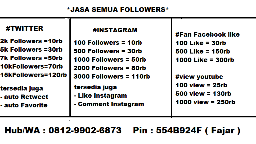 jasa semua followers !!! murah Hub/WA : 081299026873 #KamisInggris #TOMLINSONSLAYSAGAIN #BarcaBayern