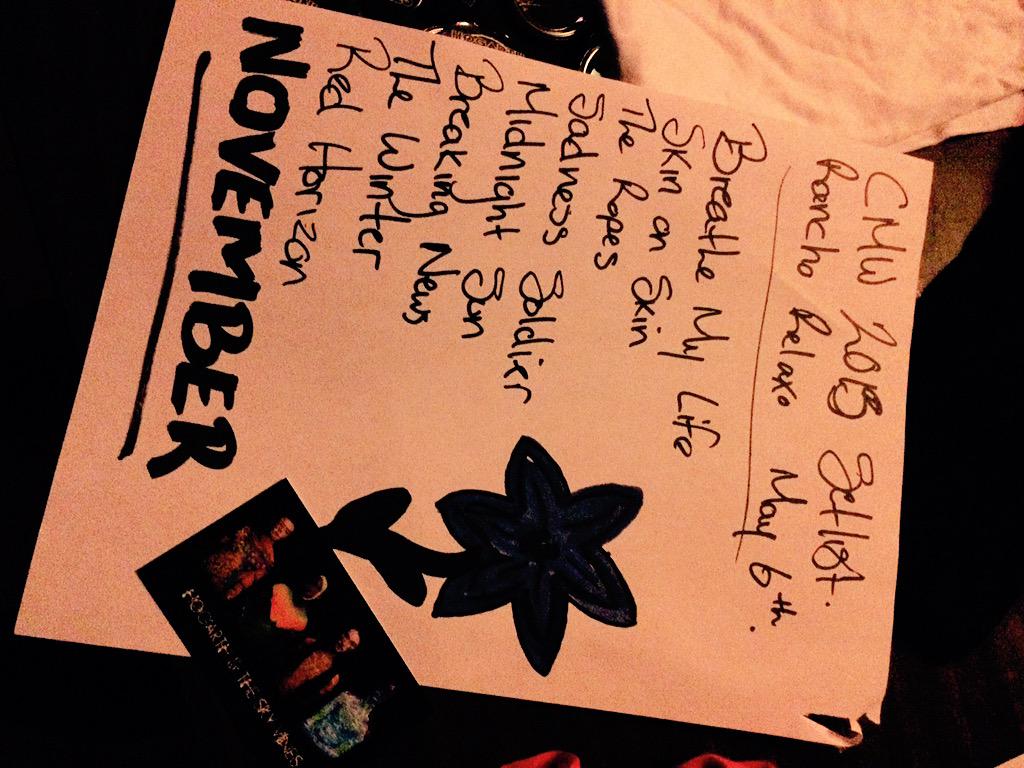 3. Hey <a href="/SOCANmusic/">SOCAN</a>! About to play  #L2P <a href="/RelaxoLounge/">Rancho Relaxo</a> . Here’s our set-list! #CMW2015 #CMW_Week