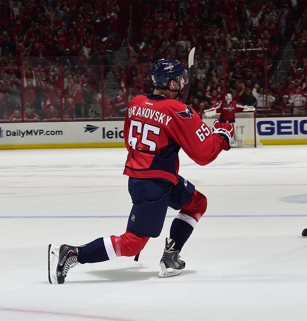 Capitals's tweet photo. Celebrate. @andreburakovsky #CapsNYR #RockTheRed #CapsPlayoffs http://t.co/qvlPknQA67