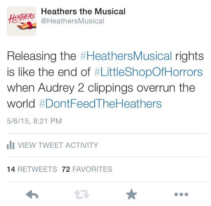 HeathersMusical's tweet photo. @theatredreamer7 http://t.co/XN555cPck2