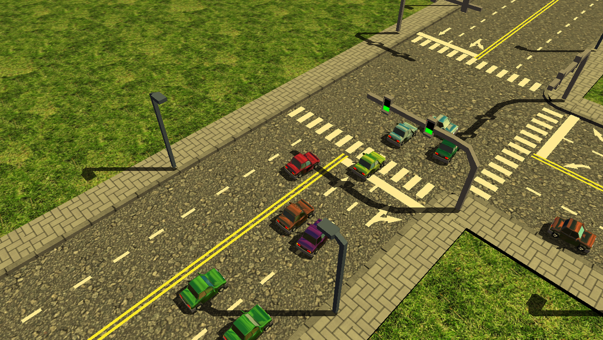 wasar26's tweet photo. Added some traffic and rules for lights. Traffic jams happen quickly. #gamedev #indiedev http://t.co/z6ZmLggKMg