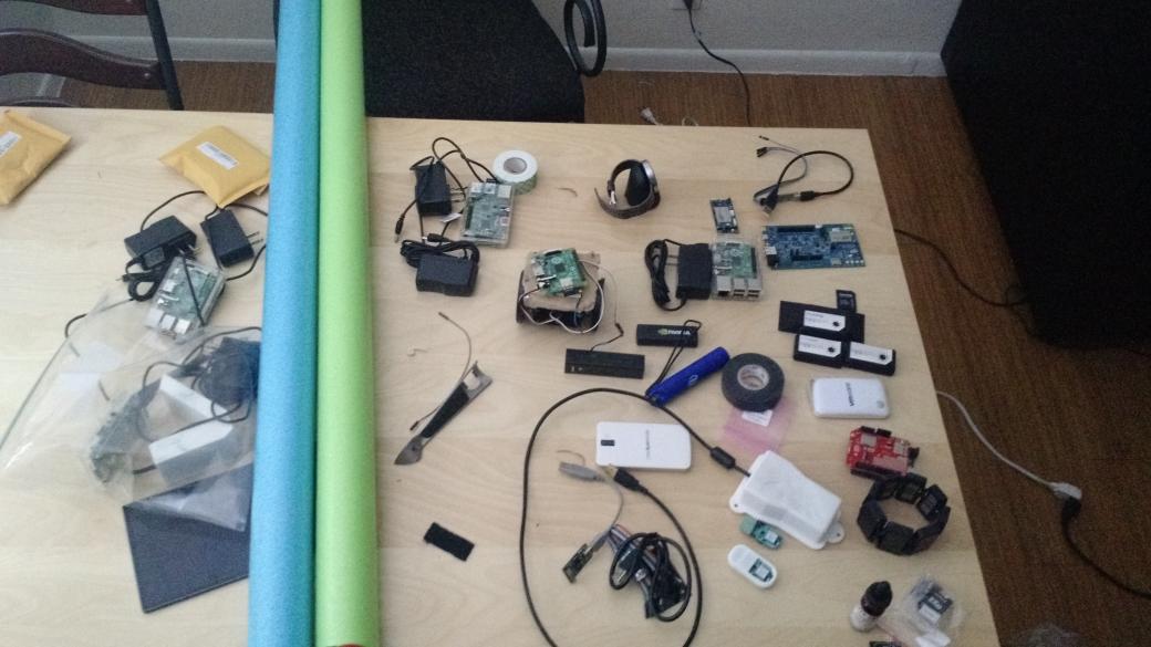 virgilvox's tweet image. Getting @octoblu  ready for @citrix #Synergy2015 .. Half this stuff is always in my bag. #hackerproblems