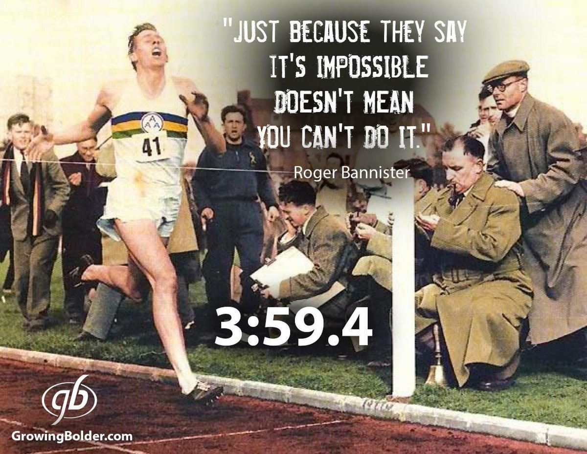 Doctors &amp; scientists said breaking 4-minute mile was impossible &amp; one would die in the attempt.
via <a href="/growingbolder/">Growing Bolder</a>