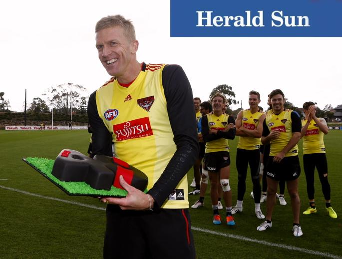 Happy Birthday Dustin Fletcher  with his Bombers birthday cake at training today  