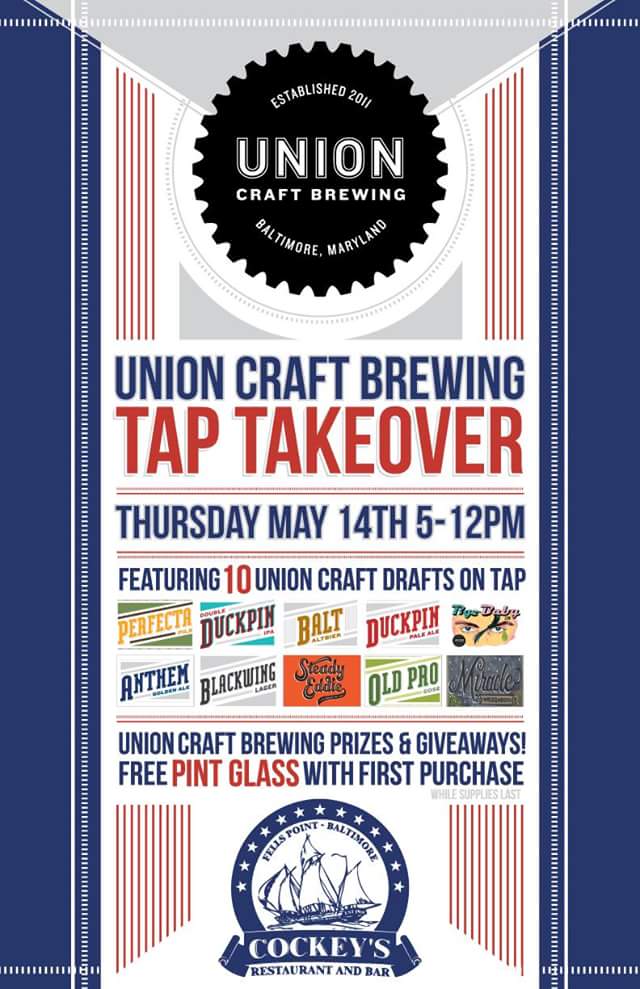 NEXT THURSDAY 5-12AM there's going to be a complete @unionbrewing tap takeover at <a href="/Cockeysdining/">Cockey's Fells Point</a>! #craftbeer