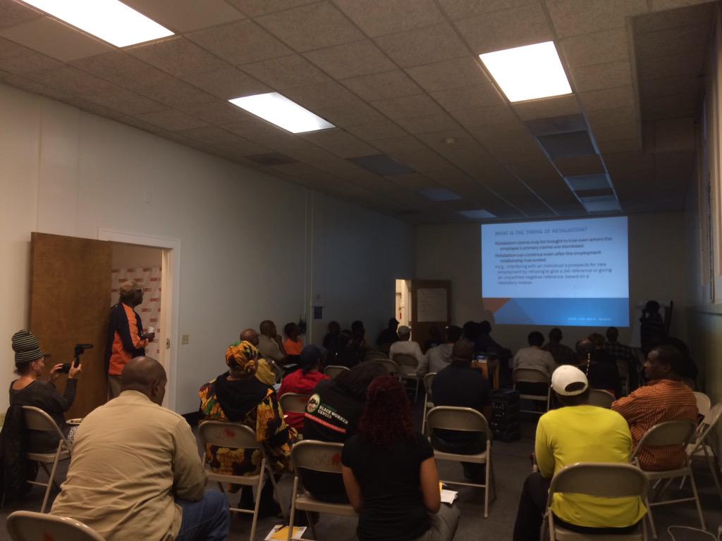 BlackWkrCenter's tweet image. Full house tonight- training to learn our worker rights and about discrimination! #DoYouSeeMeNow