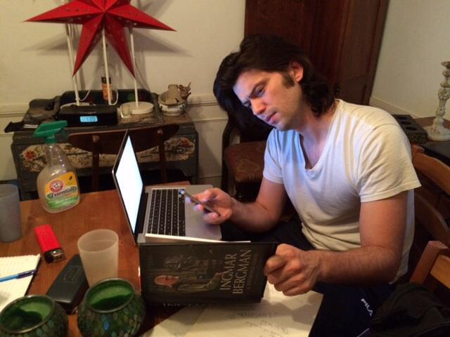DemonTheater's tweet photo. @Thomasrowen learning about Bergman not wearing leather pants. #bergman#demontheater#planingfun http://t.co/F0ItsFUwVe