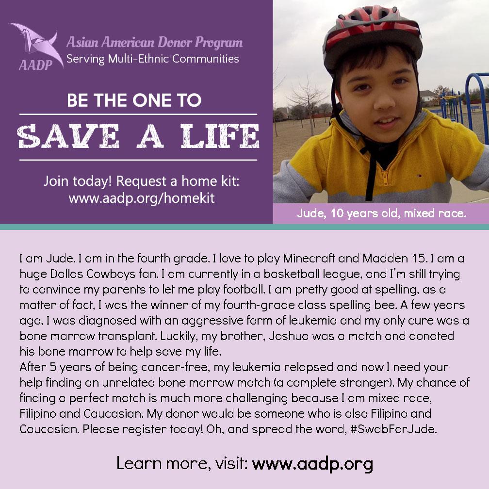 RubyLaw's tweet photo. @aadp #SwabForJude #Filipino #Caucasian #mixedrace #leukemia need a #stemcell #marrow donor #swabyourcheeks #AADP.org http://t.co/WTVNcKjUL7