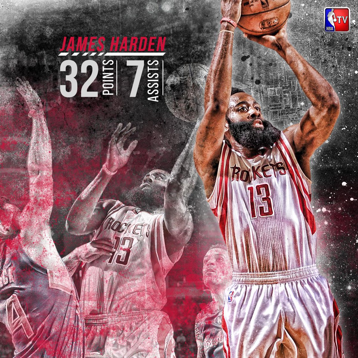 NBATV's tweet photo. The @HoustonRockets tie series with Clippers (1-1) thanks to @JHarden13 #FearTheBeard #NBAPlayoffs http://t.co/78baljYJ5E