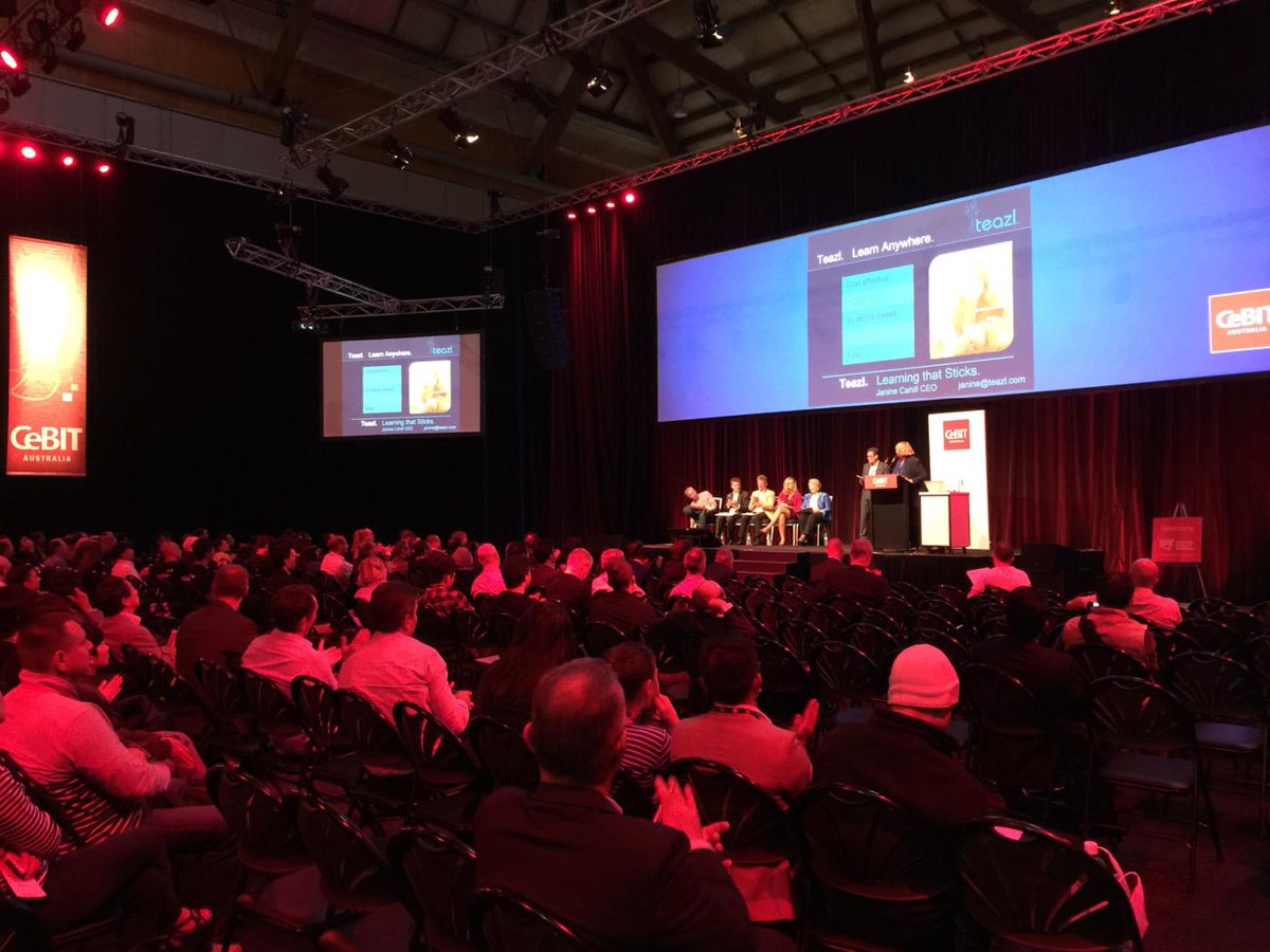 NSWBusiness's tweet photo. Start-ups honing their pitch before an expert panel, getting feedback - happening now @ #CeBITAus #CeBITstartup http://t.co/SBINApo0k3