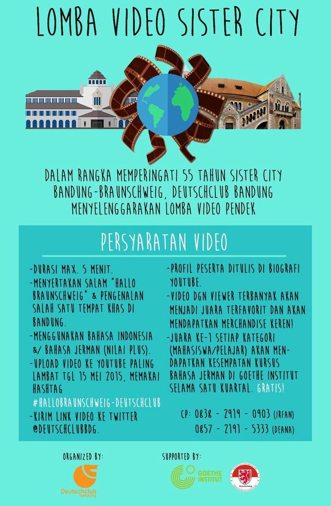 Mari bantu hangatkan hubungan Bandung Braunschweig, yg beruntung dpt beasiswa kursus bhsa Jerman gratis di Goethe :)