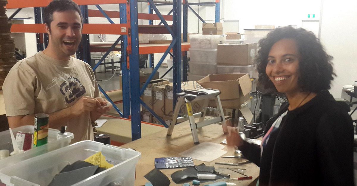 ide_group's tweet image. Say hello to Huw &amp;amp; Nancy, two of #ideGroup&apos;s #productdevelopers, hard at work sanding a new suite of #prototypes.