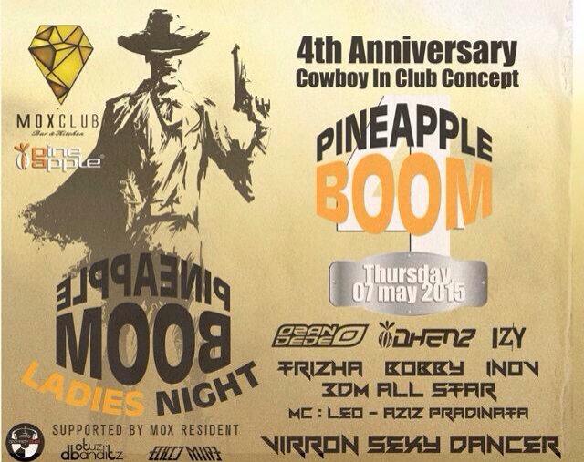 pineapplefamily's tweet photo. @novanovika malam ini datang ya 4th Anniversary Pineapple "PINEAPPLE BOOM" #LADIESNIGHT @MOXCLUB pasti seru.. http://t.co/F1Hw35iayZ