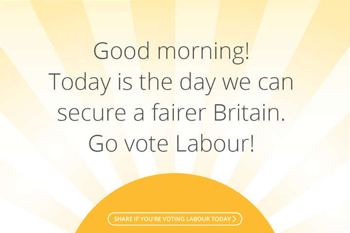UKLabour's tweet photo. The polls are now open! 
Today's the day we can vote for a Labour government. 
Let's get to it. #VoteLabour http://t.co/s854dwErC3